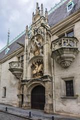 Architectural fragments of Ducal Palace of Nancy (Palais ducal du Nancy, XV century). Now palace is...