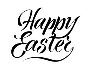 happy Easter Hand drawn calligraphy and brush pen lettering. design for holiday greeting card and invitation of the happy Easter day
