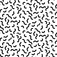 MEMPHIS STYLE SEAMLESS PATTERN. GEOMETRIC ELEMETS TEXTURE. 80S-90S DESIGN ON WHITE BACKGROUND