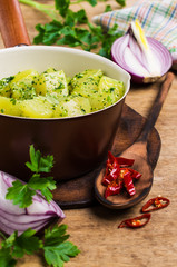 Boiled potato slices