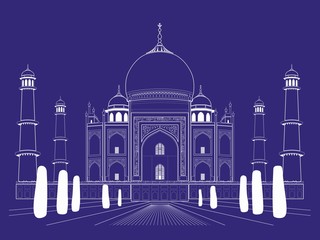 illustration of an taj mahal , vector draw