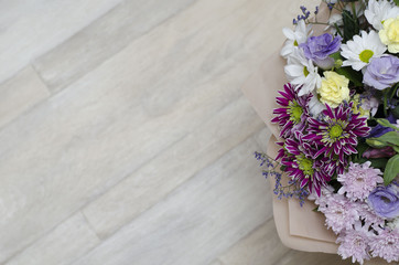 Greeting card background with flowers bouquet