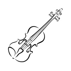 Fototapeta na wymiar Violin, musical instrument, drawn by black smooth lines