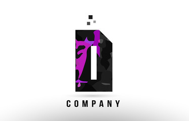 purple black alphabet letter d logo design