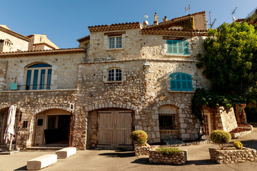 Fototapeta na wymiar facade of luxury stone building at old european town, Antibes, France