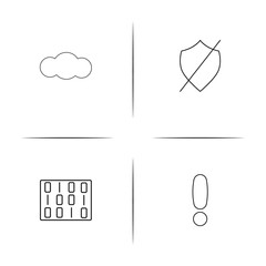 Cyber Security simple linear icons set. Outlined vector icons