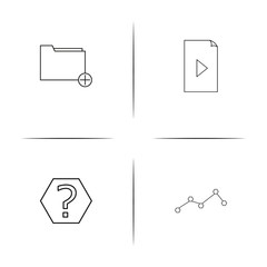 Files And Folders, Sign simple linear icons set. Outlined vector icons