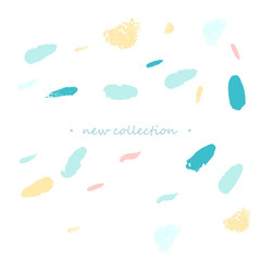 Artistic unusual New Collection Banner Design with different hand drawn organic shapes and textures. Social Media Cute backdrop for advertising, web design, posters, invitations, greeting cards