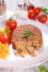 burger vegetarian and vegetable salad