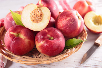 fresh peach and leaf