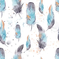 Printed roller blinds Watercolor feathers Seamless  feathers pattern, watercolor.