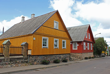Traditional Karaim houses in Trakai, Lithuania