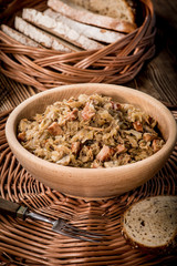 Bigos - stewed cabbage with meat,dried mushrooms and smoked sausage.