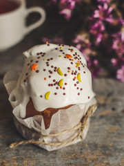 Easter cake (traditional decoration and attributes). Happy easter!