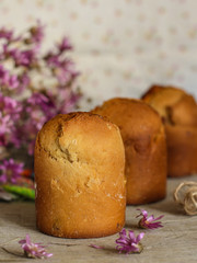 Easter cake (traditional decoration and attributes). Happy easter!