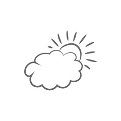 Cloud and sun. Weather forecast icon. Vector.