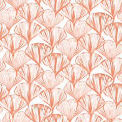 Delicate seamless vector flower pattern with ginkgo leaves.