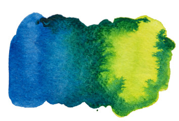 Watercolor hand drawn blue gradient texture isolated on white background.