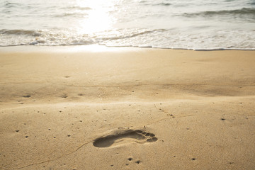 Fototapeta na wymiar A foot print on the beach