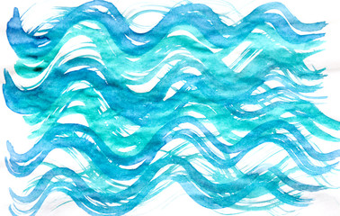 Obraz premium Watercolor hand drawn blue texture isolated on white background.