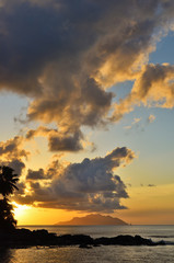 Indian ocean at sunset Seychelles, Mahe