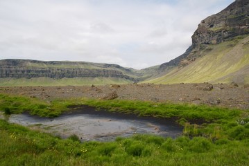 Fototapeta na wymiar Weite grüne Landschaft in Island