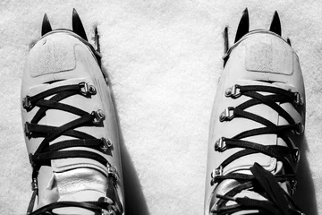 Door stickers Mountaineering winter mountaineering - black and white image