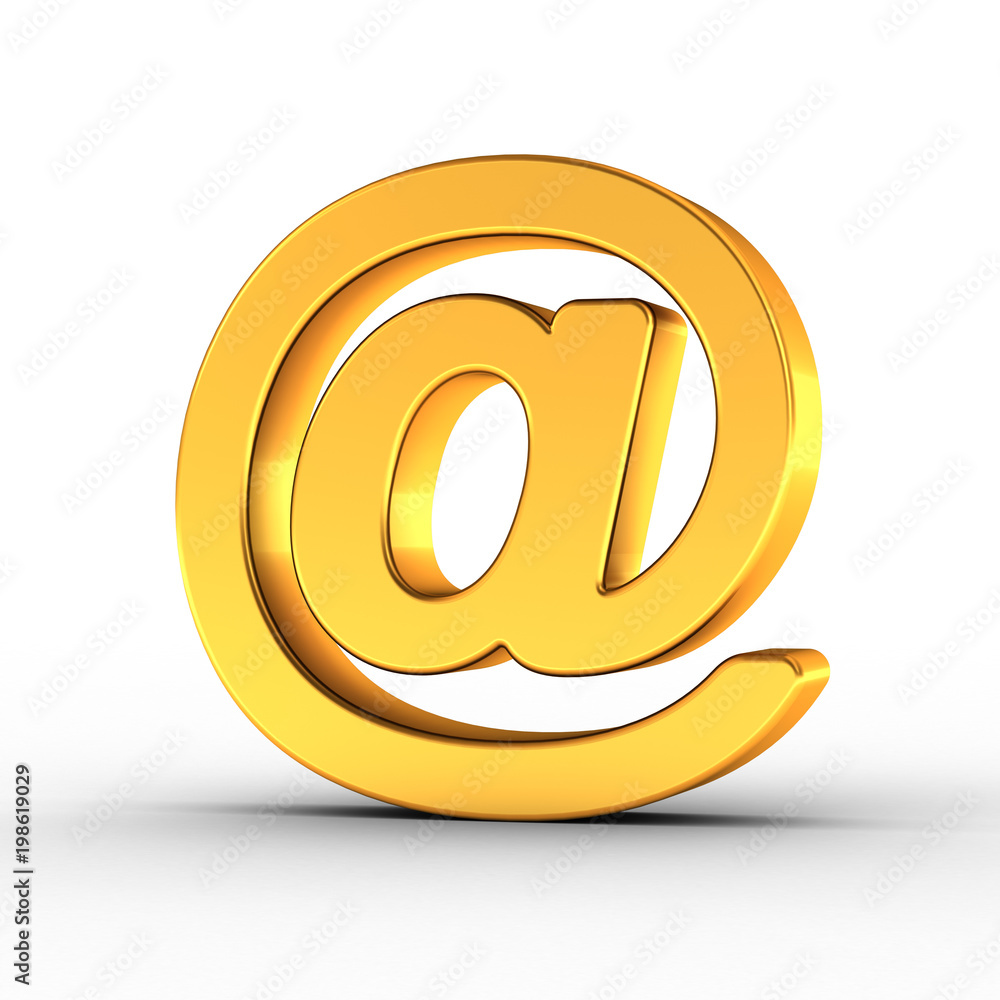 Aufkleber the email symbol as a polished golden object with clipping path