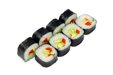 Asian cuisine. Japanese cuisine. Sushi rolls on a white background
