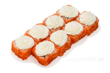 Asian cuisine. Japanese cuisine. Sushi rolls on a white background