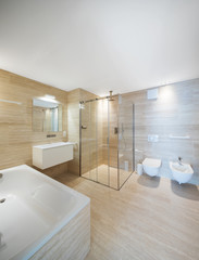 Modern bathroom with light marble i