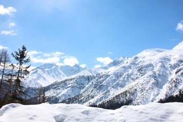 Parc Naziunal Svizzer, east side, winter landscape. Switzerland