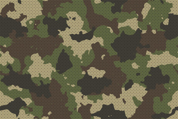 Camouflage seamless pattern with canvas mesh. Trendy style camo, repeat print. Vector illustration. - obrazy, fototapety, plakaty