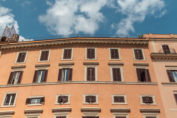Fototapeta na wymiar Buildings Architecture in Rome Italy blue sky summer