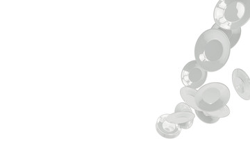 stack of white plates on a white background 3d illustration