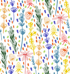 Herbs and medicinal plants seamless pattern