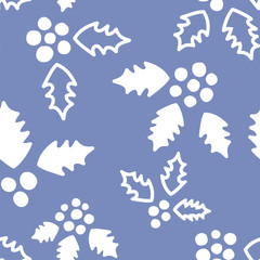 Holly Pattern. Endless Vector Background.