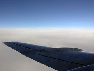 Fototapeta na wymiar part of the plane against the blue sky