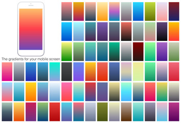 Soft color gradient backgrounds set. Modern screens for mobile app. Abstract colorful vector gradients for greeting card, brochure, flyer, invitation card, poster, banner, calendar or other design.