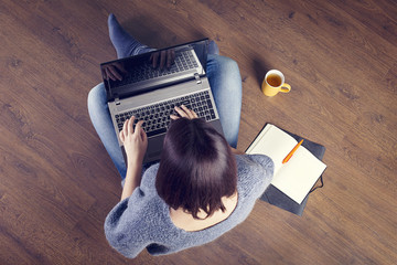 freelance work at home at laptop
