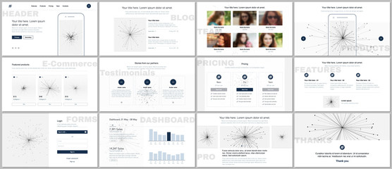 Set of vector templates for website design, minimal presentations, portfolio. Simple elements on white. Templates for presentation slides, flyer, leaflet, brochure cover, report. Medical concept.