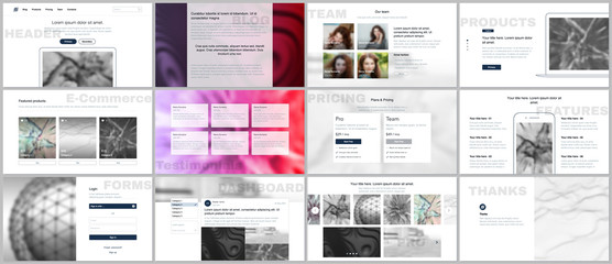 Set of vector templates for website design, minimal presentations, portfolio. Simple elements on white background. Templates for presentation slides, flyer, leaflet, brochure cover, annual report