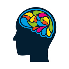 human profile thinking colors brain