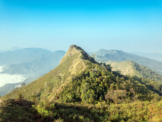 Fototapeta na wymiar Landscape image Mountain View at Phu Chi Fa View Point in Chiangrai Province, Thailand.