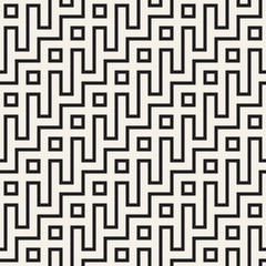 Stylish lines lattice. Ethnic monochrome texture. Abstract geometric background design. Vector seamless pattern.