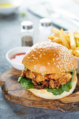 Gourmet burger with avocado and bacon