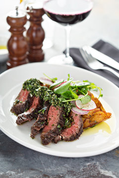 Beef steak sliced on a plate