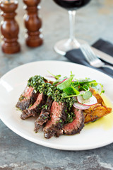 Beef steak sliced on a plate