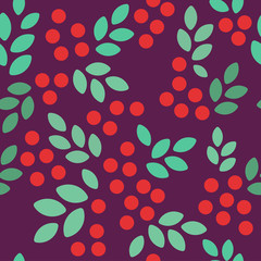 Holly Pattern. Endless Vector Background.