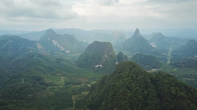 Aerial view on mountains of Khao Sok National Park in Thailand
